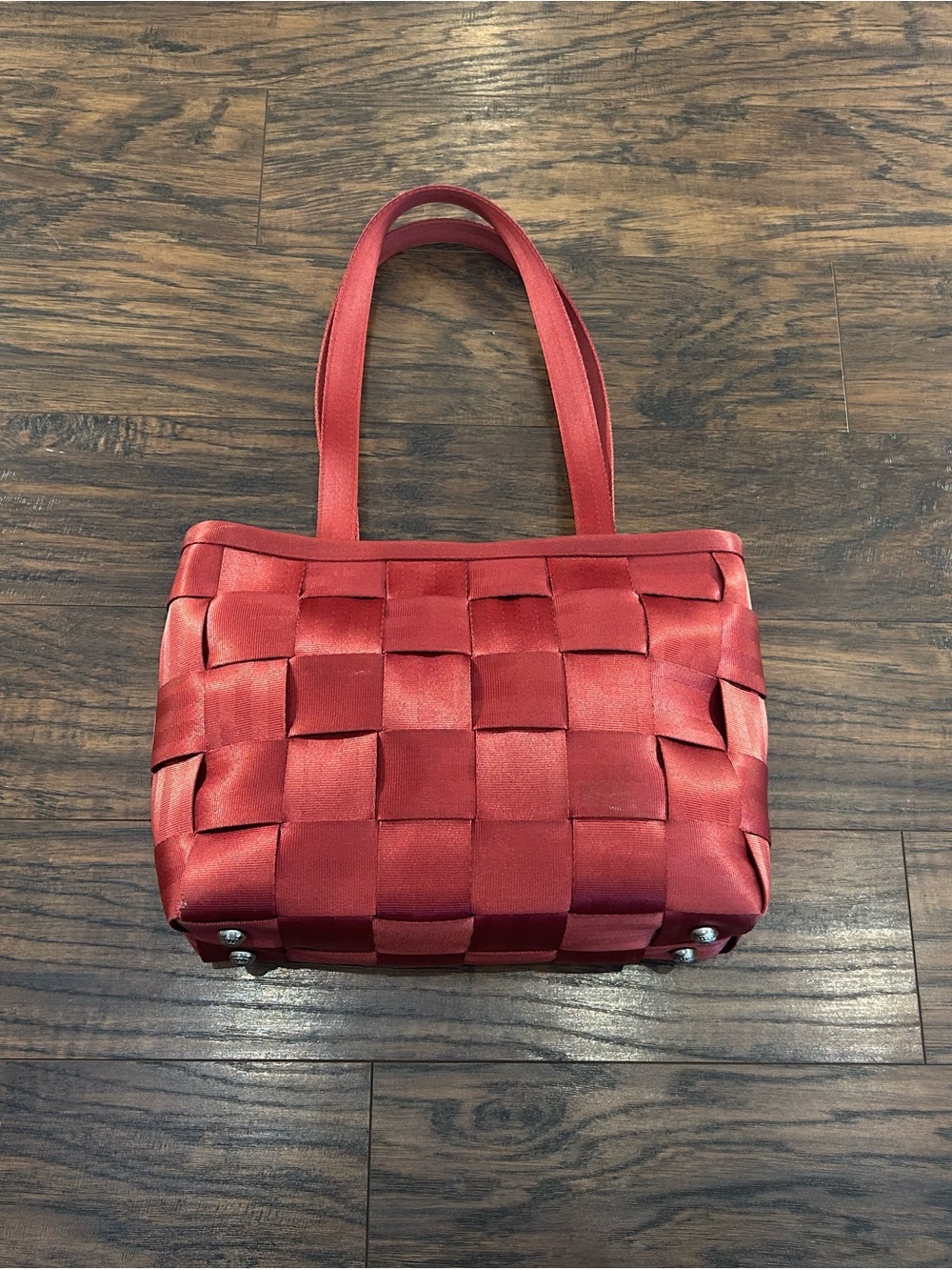 HARVEYS Original Seatbelt Bag Large Tote Classic Red Woven Purse Shoulder Bag